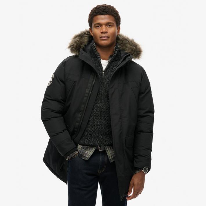 Parka Superdry de pelo sintético Everest Col. Negro