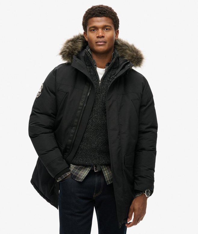 Parka Superdry de pelo sintético Everest Col. Negro