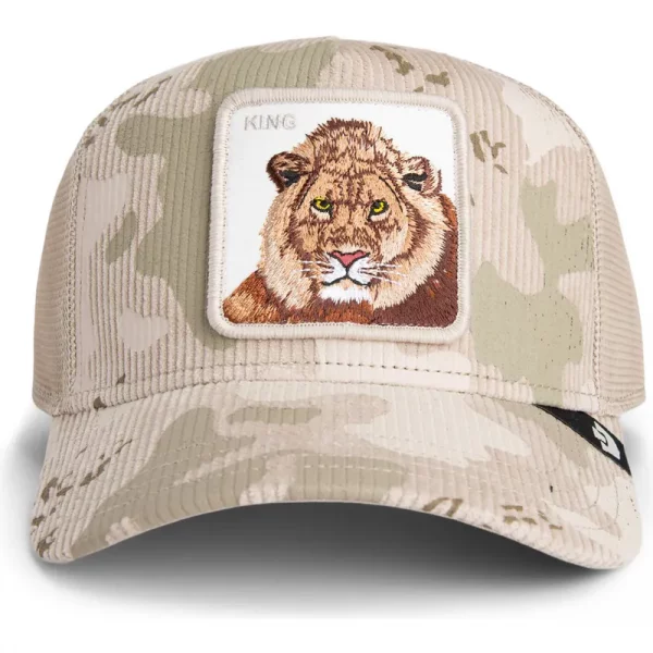 Gorra trucker beige león King Corduroy Camo The Farm de Goorin Bros. - Imagen 3