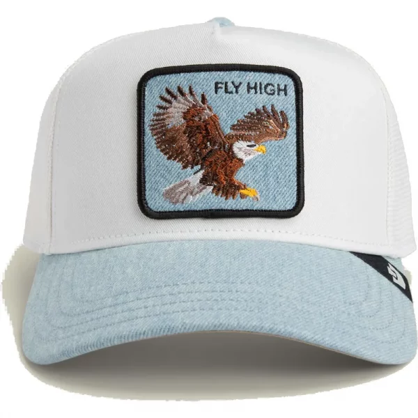 Gorra trucker blanca y azul águila Fly High Denim The Farm de Goorin Bros. - Imagen 3