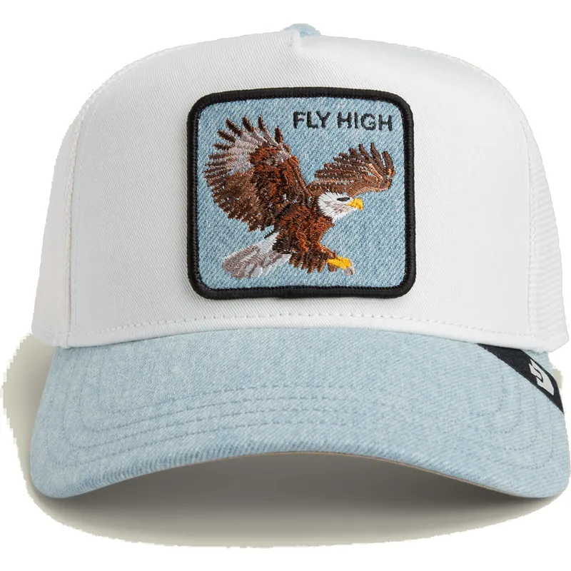 Gorra trucker blanca y azul águila Fly High Denim The Farm de Goorin Bros. - Imagen 3