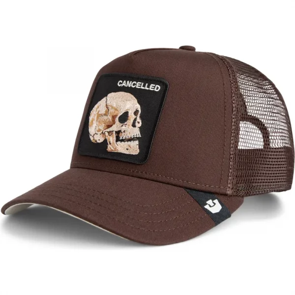 Gorra trucker marrón calavera The Cancelled Skull Grit The Farm de Goorin Bros.