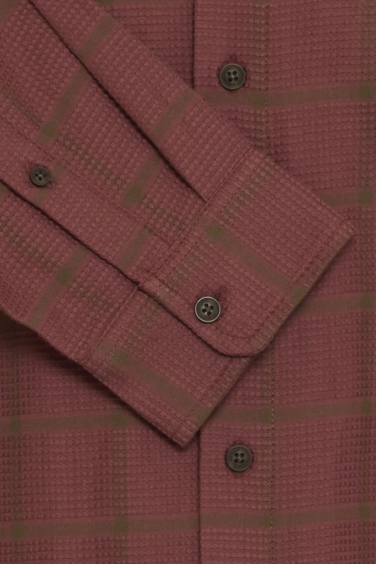 Camisa Blend efecto relieve de cuadros Granate - Imagen 3
