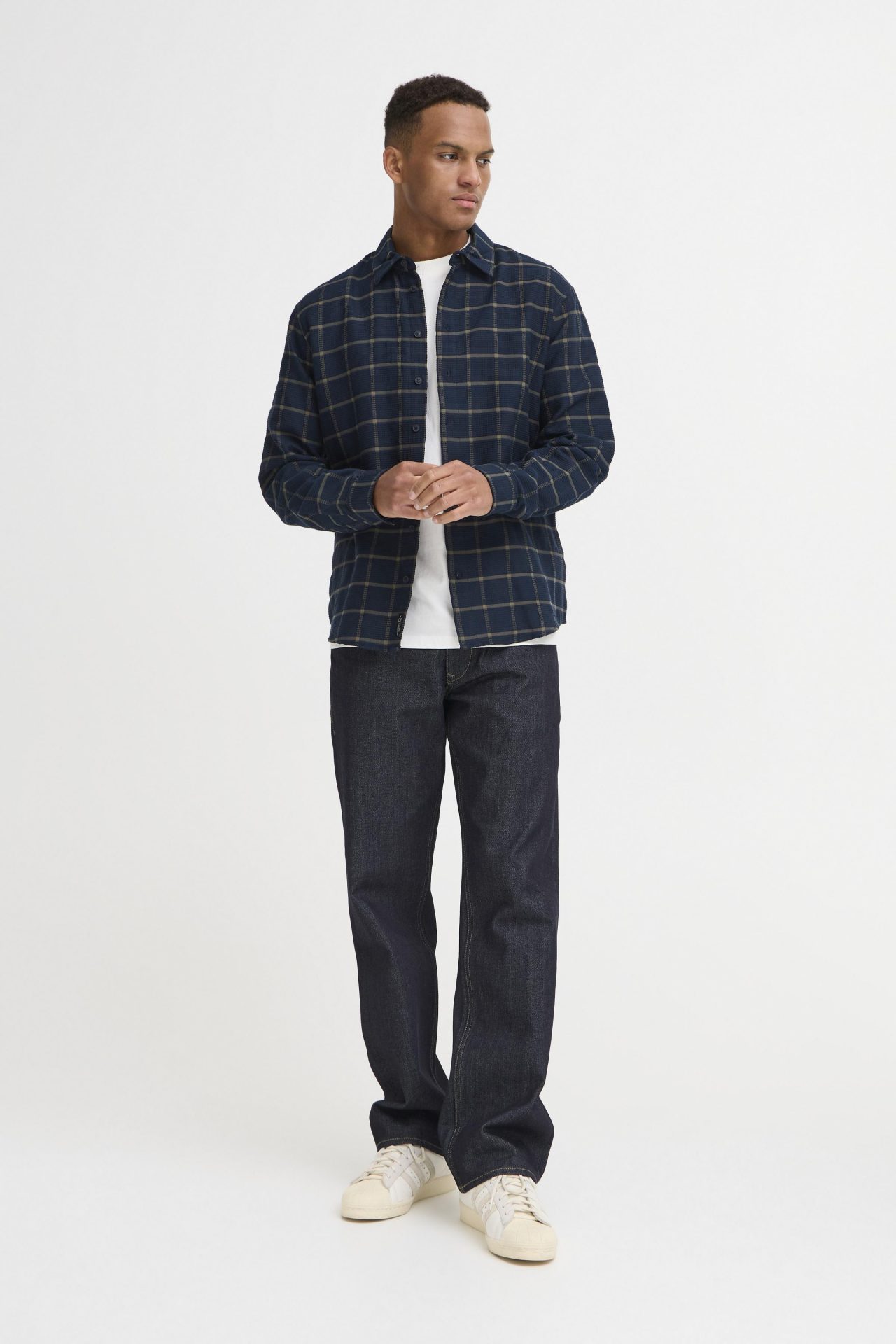 Camisa Blend efecto relieve de cuadros Marino - Imagen 3