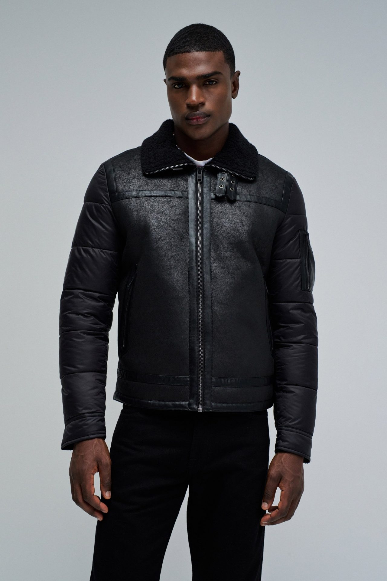 Chaqueta Salsa estilo aviador Negro