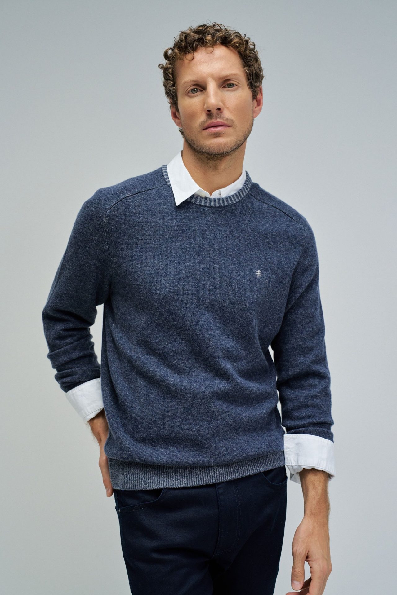 Jersey Salsa de punto efecto desgastado azul