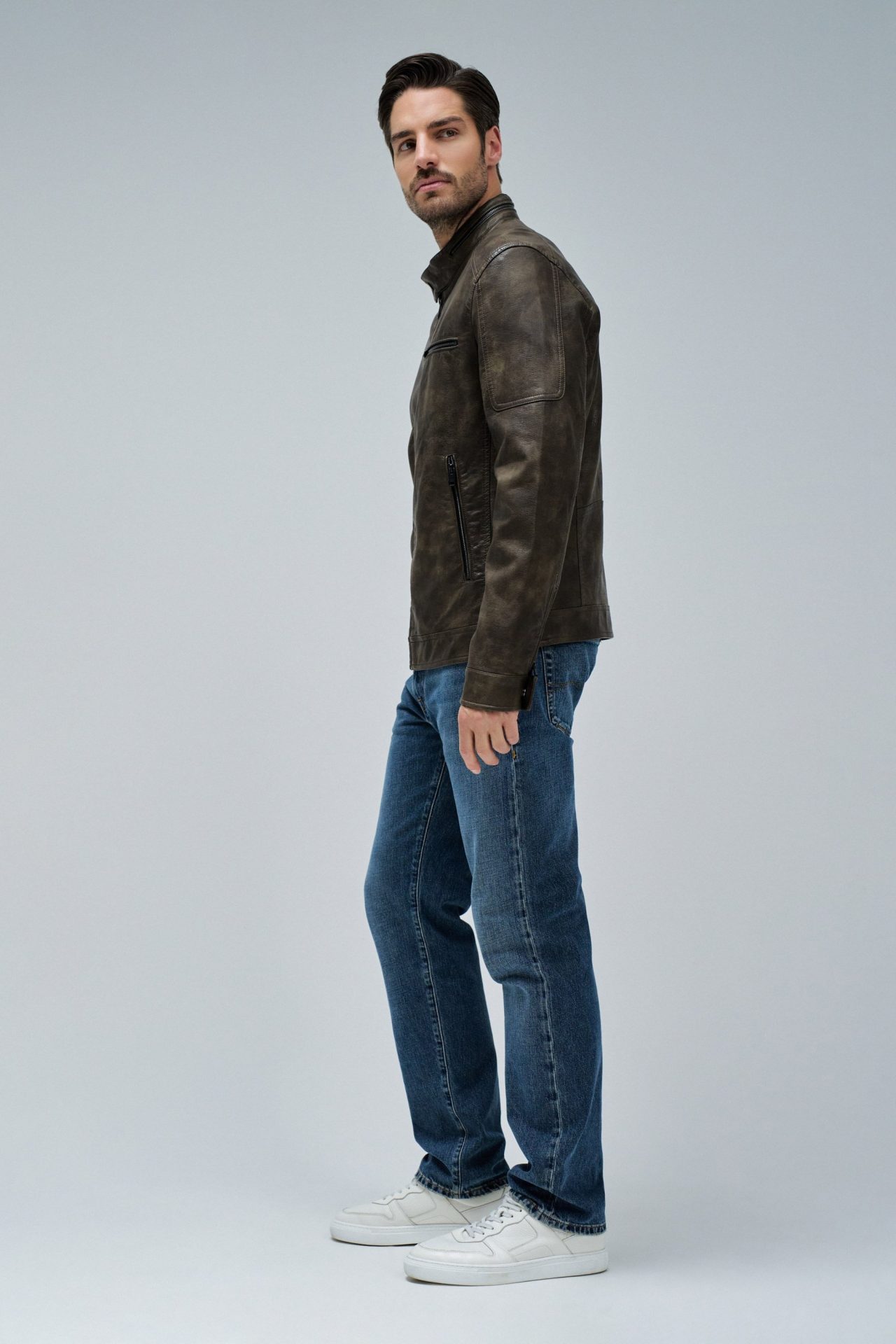 Cazadora Salsa Biker efecto piel Marrón - Imagen 3