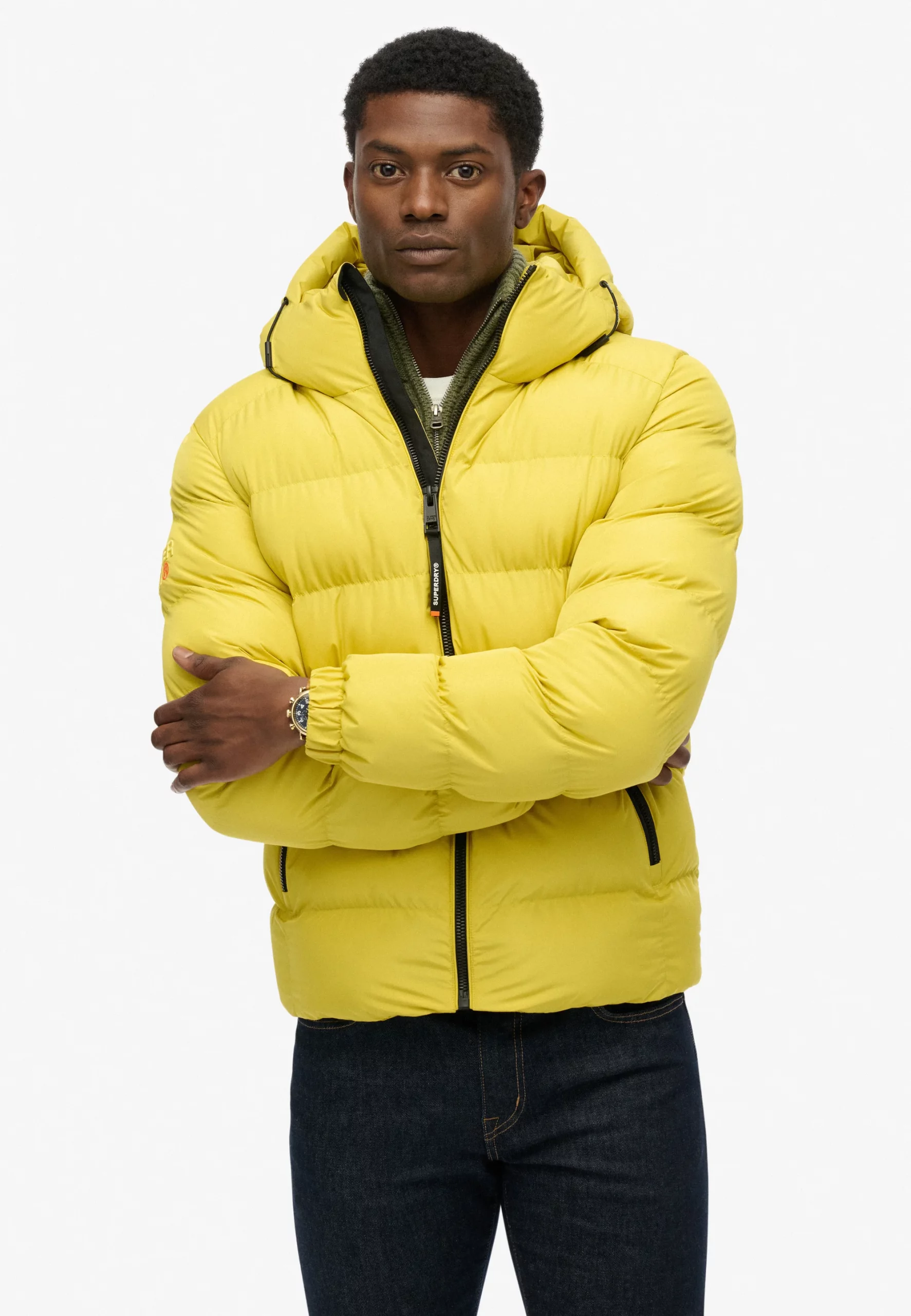 Chaqueta acolchada Superdry Hooded Sports puffer jacket Wax Yellow
