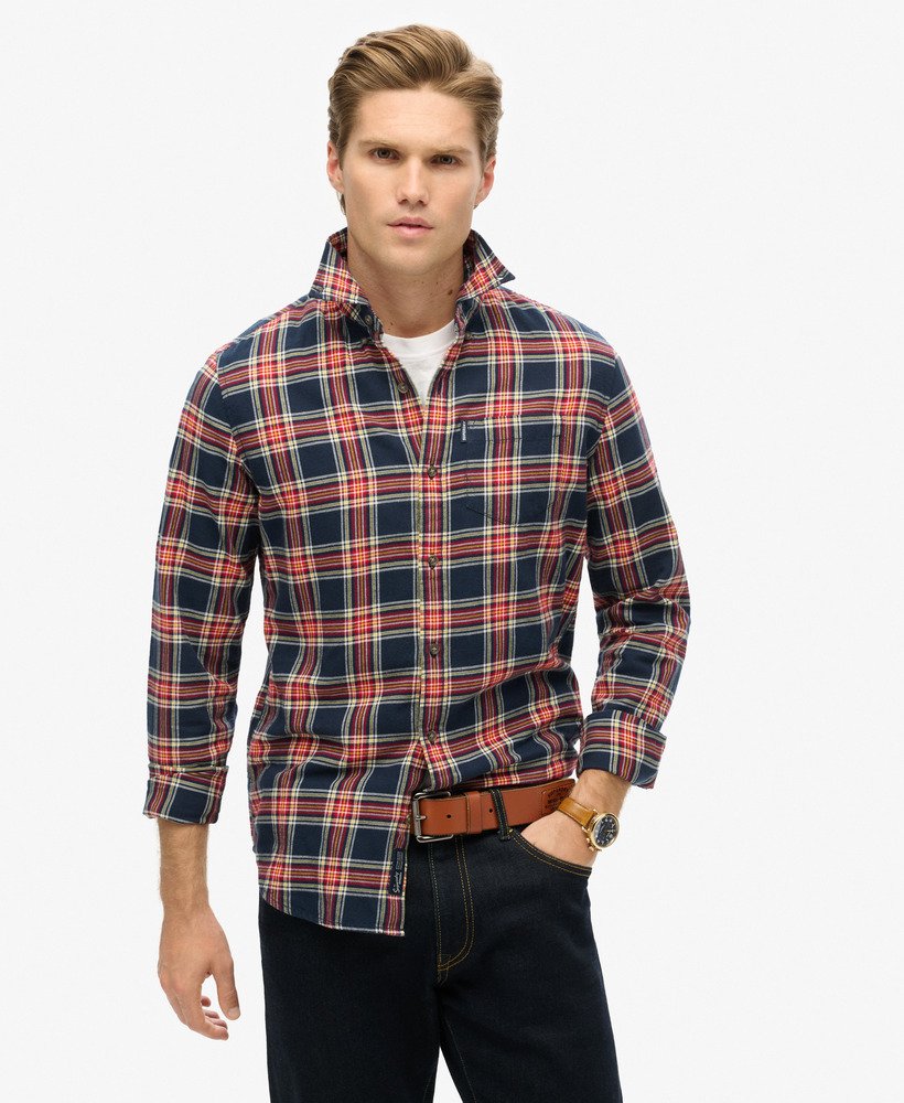 Camisa Superdry algodón organico cuadros Marino