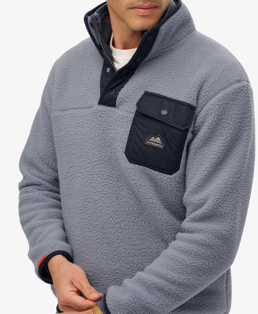 Forro polar Superdry de cuello abotonado azul - Imagen 3