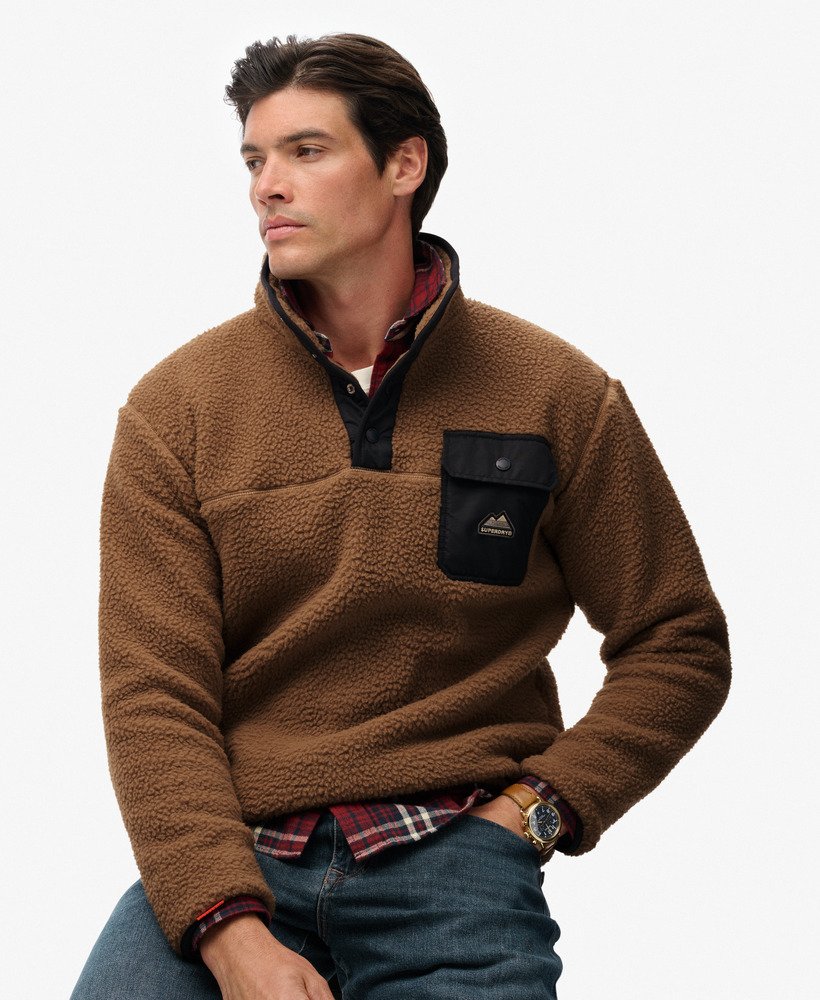 Forro polar Superdry de cuello abotonado marrón
