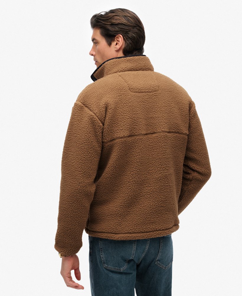 Forro polar Superdry de cuello abotonado marrón - Imagen 3