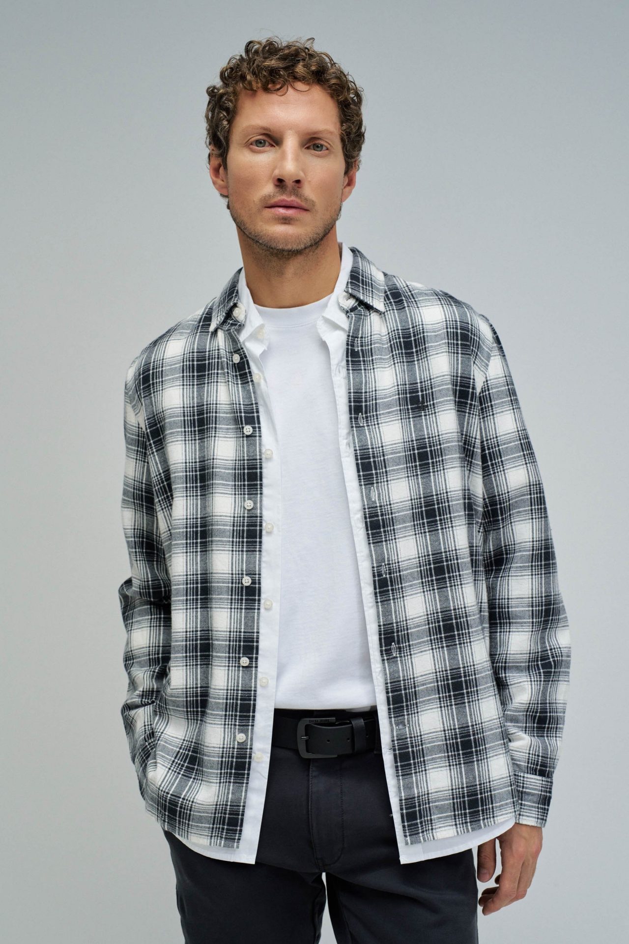 Camisa Salsa con estampado de cuadros Negro