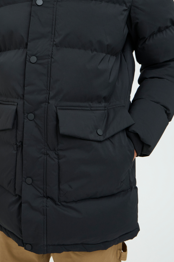 Plumifero acolchado Blend tres cuartos con gorro Col. Negro - Imagen 3