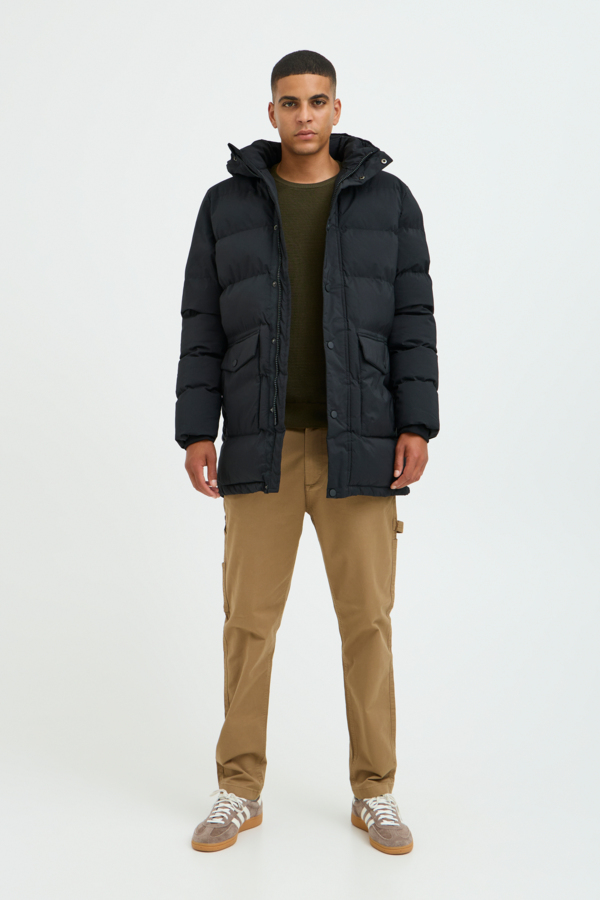 Plumifero acolchado Blend tres cuartos con gorro Col. Negro - Imagen 5