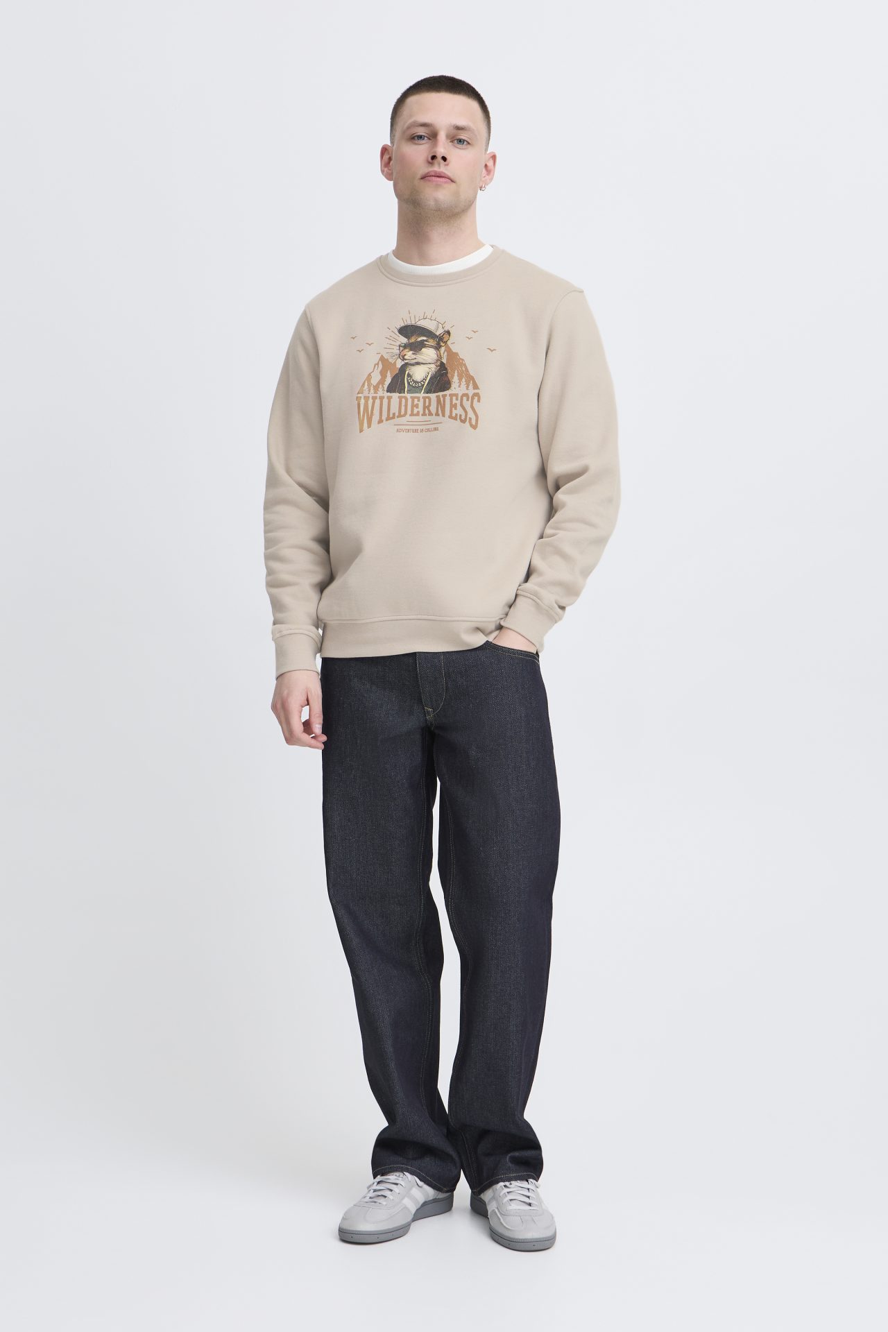 Sudadera Blend de cuello redondo con estampado animal Beige - Imagen 3