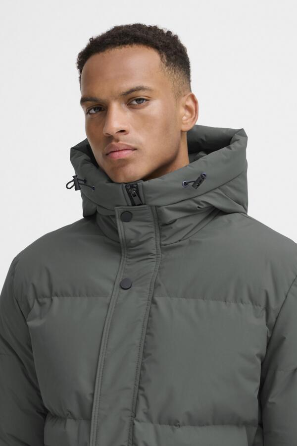 Plumífero acolchado Blend con gorro Col. Gris - Imagen 5