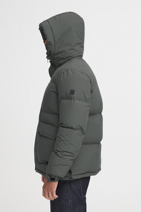 Plumífero acolchado Blend con gorro Col. Gris - Imagen 4