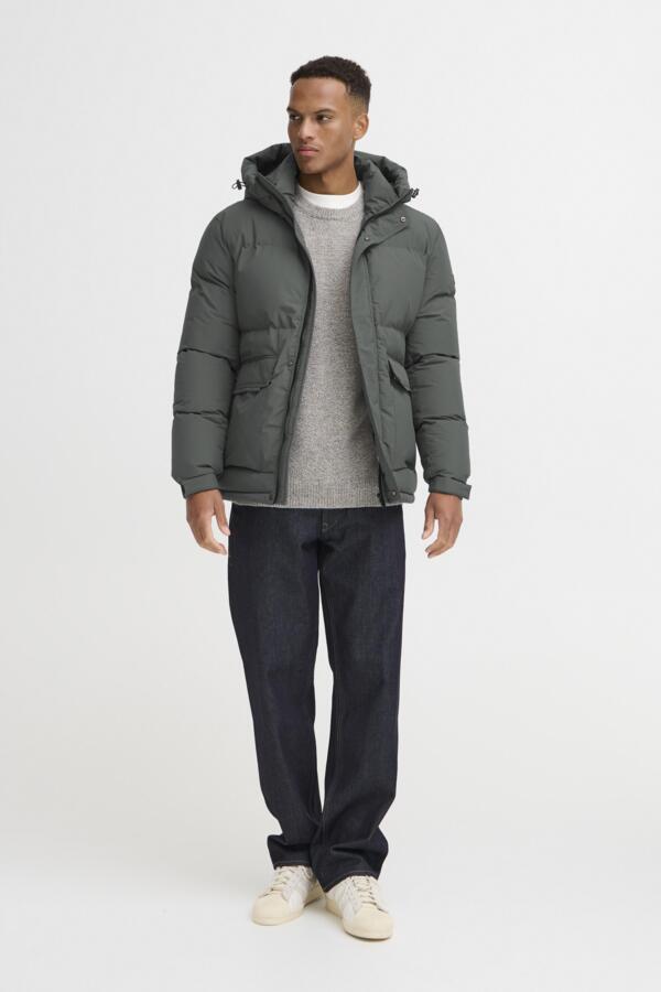 Plumífero acolchado Blend con gorro Col. Gris