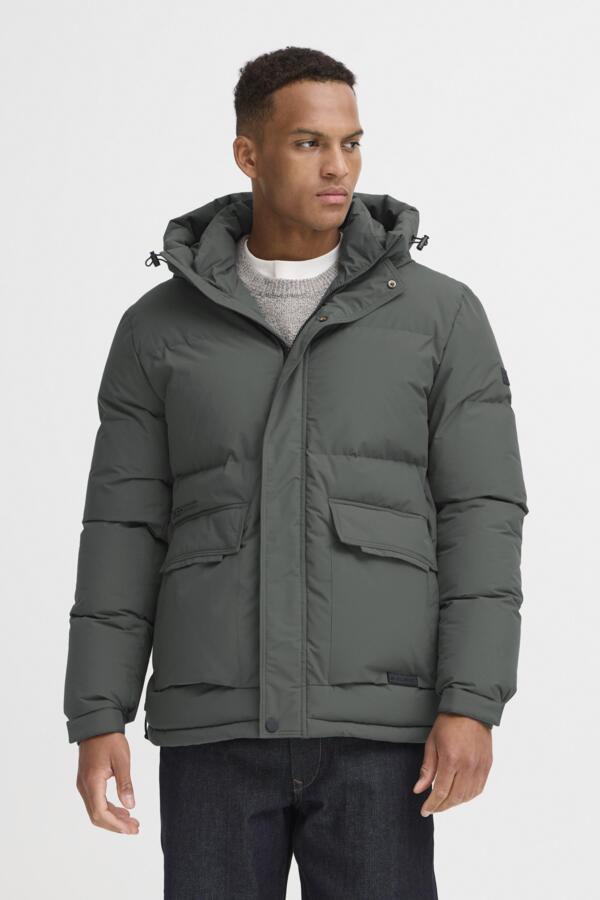 Plumífero acolchado Blend con gorro Col. Gris - Imagen 2