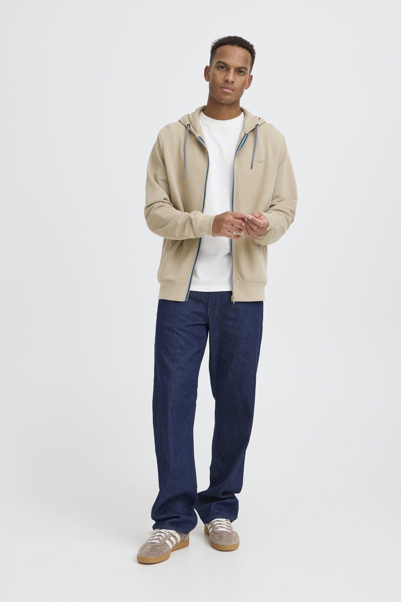 Sudadera Blend abierta con capucha Col. Beige