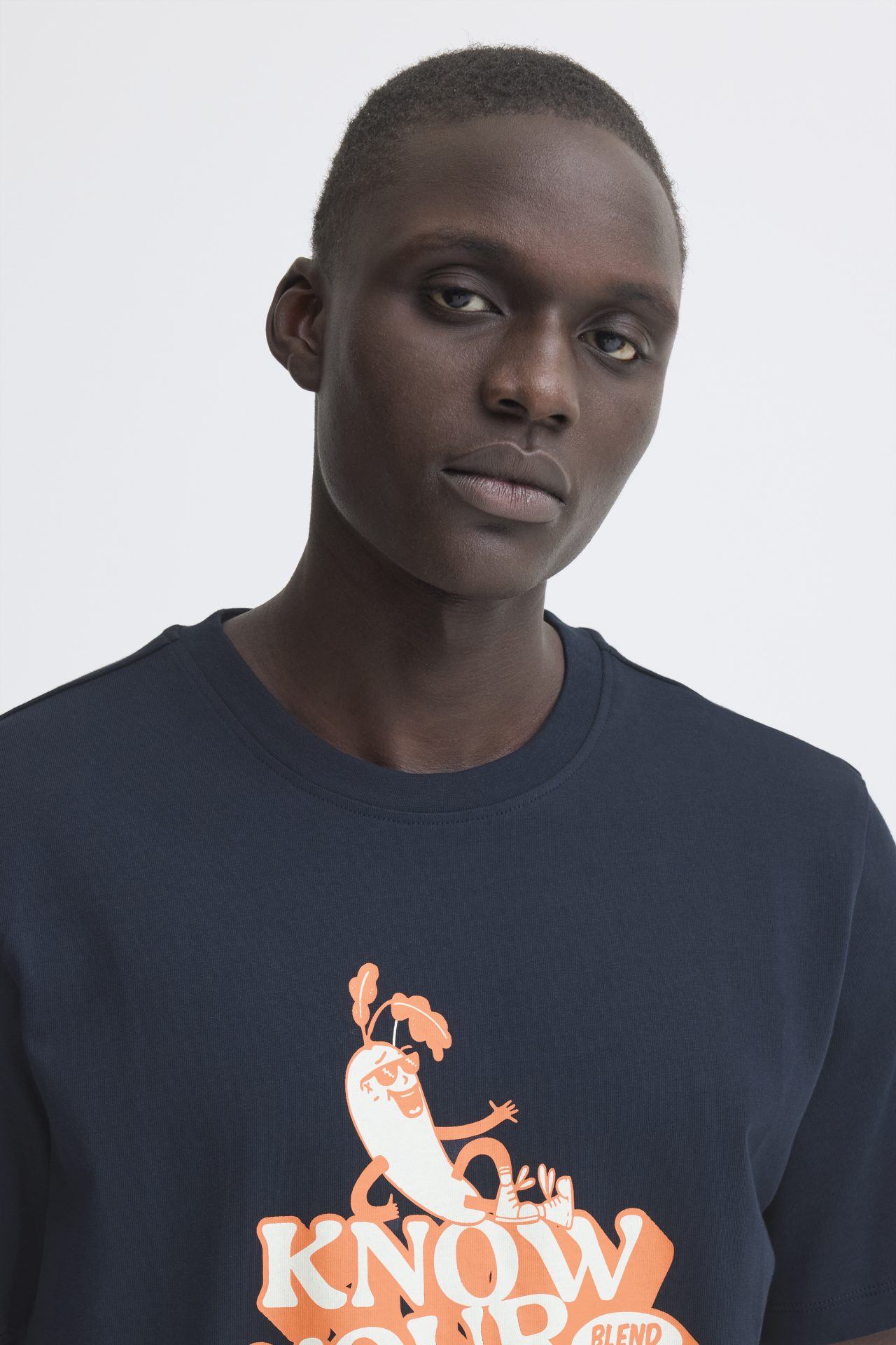 Camiseta Blend de manga corta algodón estampado Col. Marino