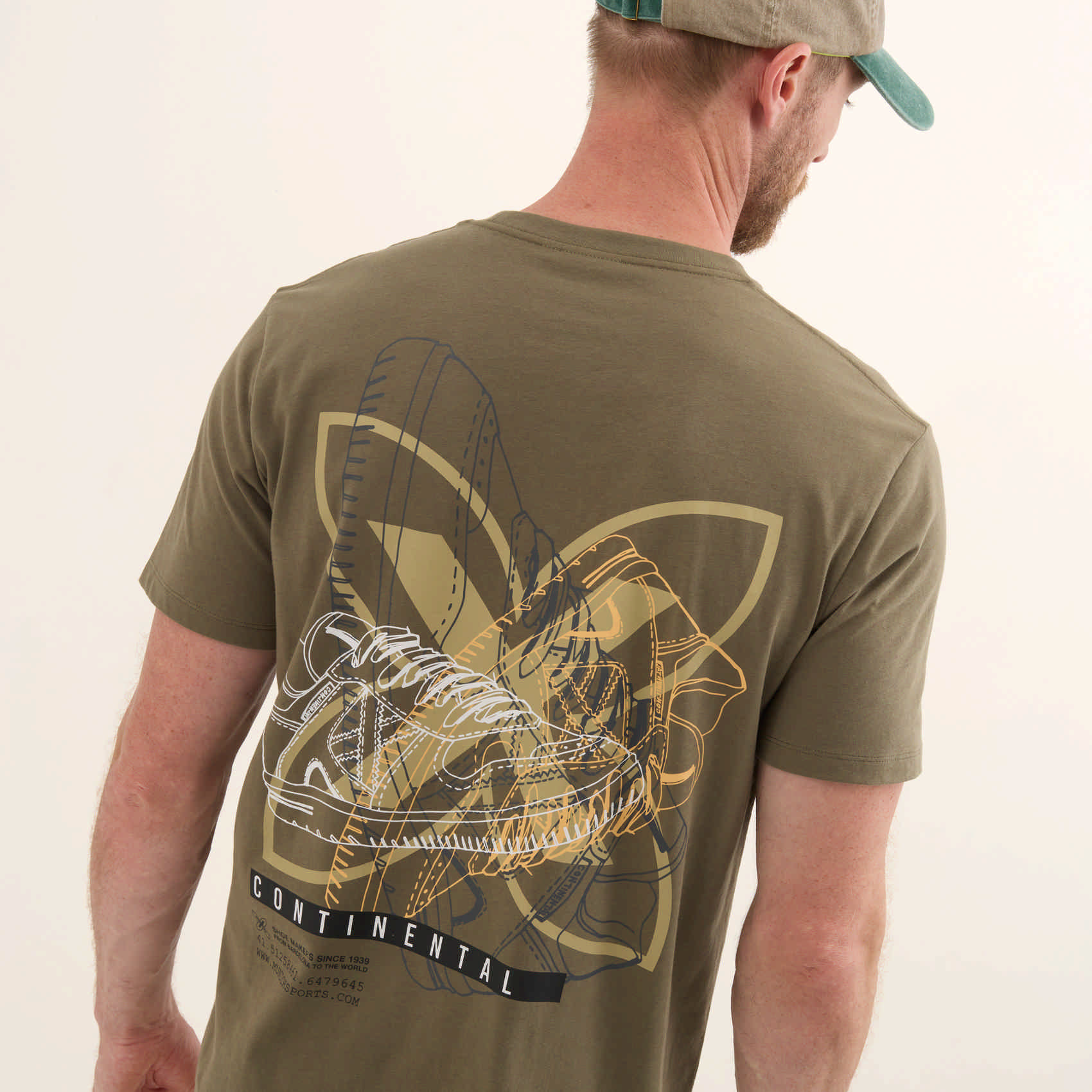 Camiseta Munich de algodón orgánico con gráfico continental Khaki