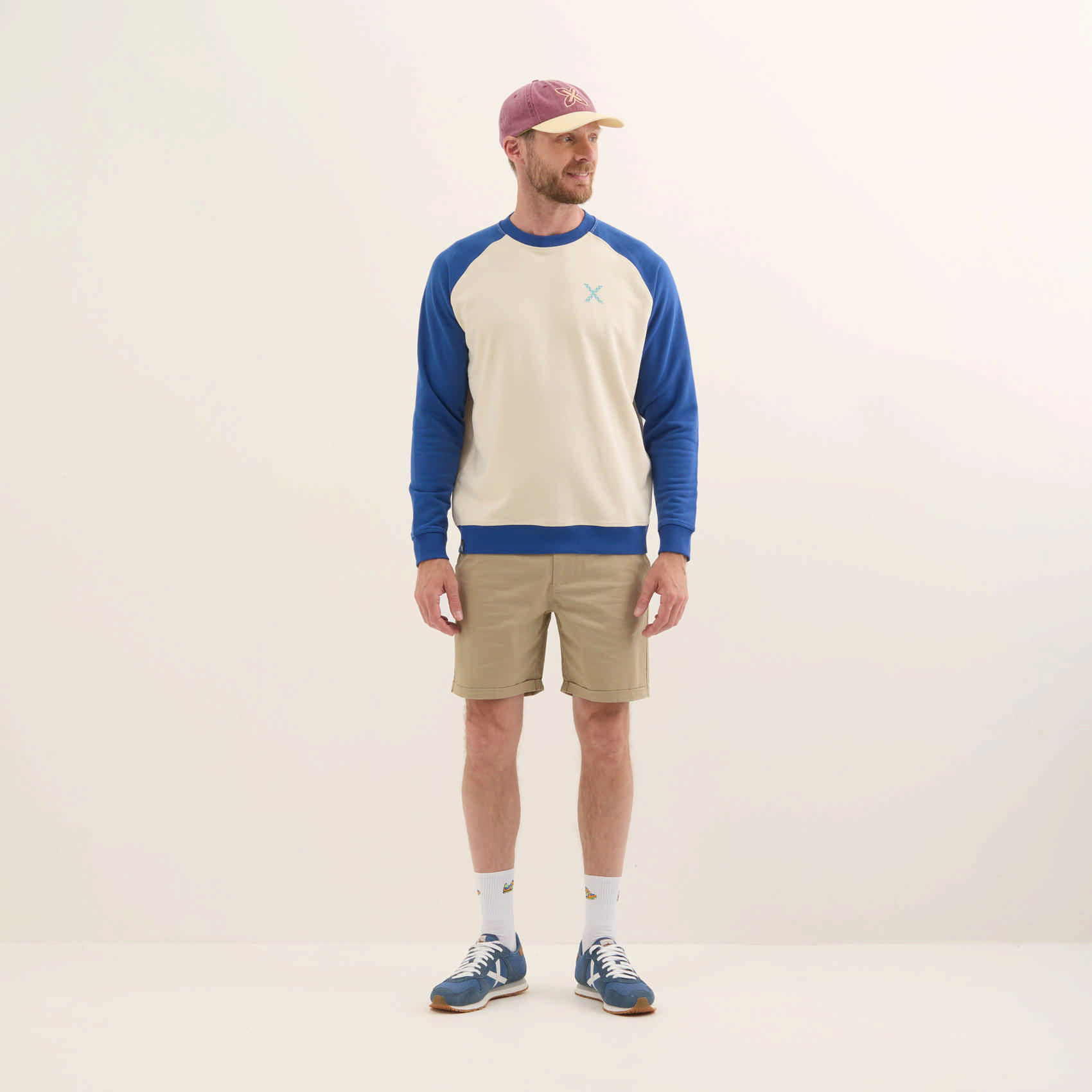 Sudadera Munich algodón orgánico mangas raglán azul